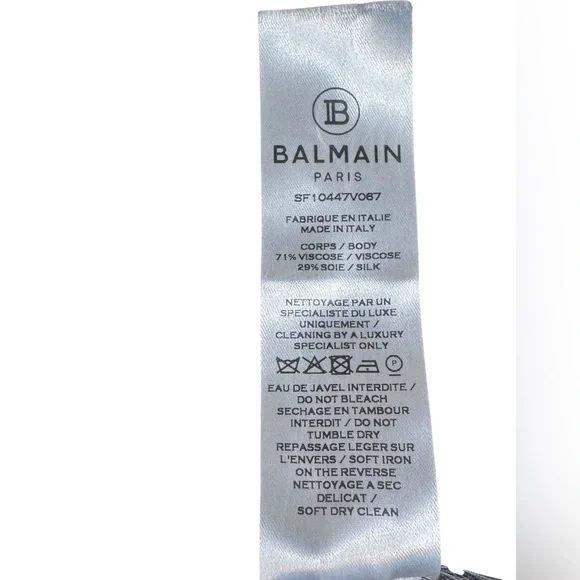 BALMAIN Black Velvet Glittered Logo Top Size 34 NWT - Picture 10 of 10